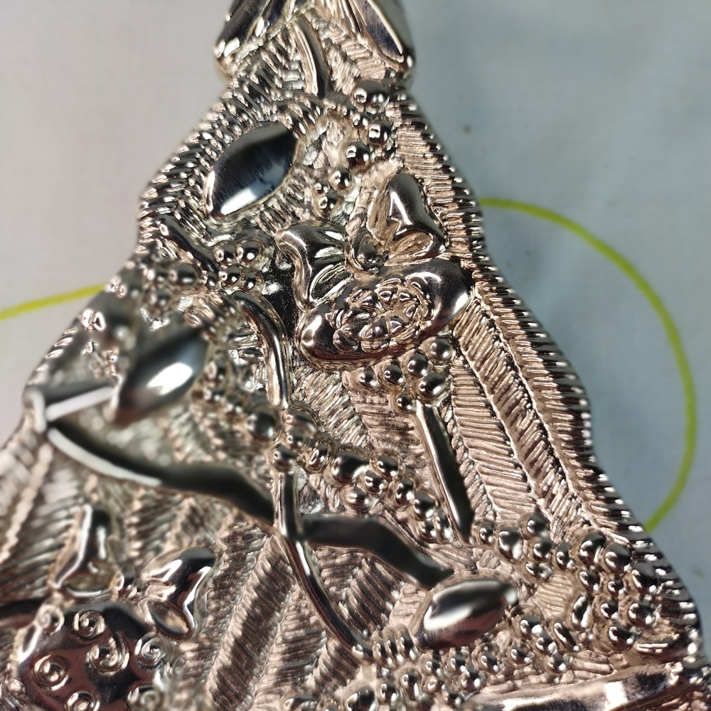 Gorham Lenox Silver Plated Christmas Tree Treat Dish Metal Candy Dish 9x6in - Picture 5 of 16